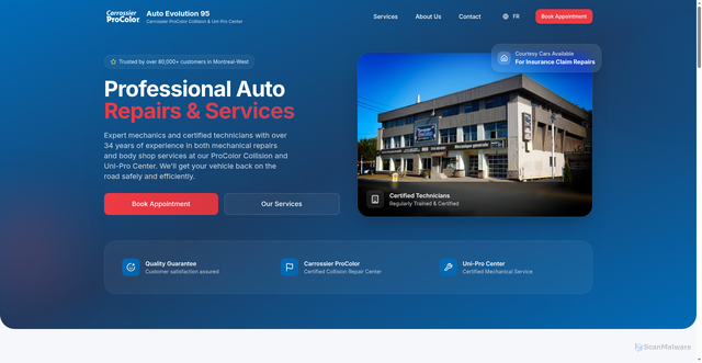 Security scan screenshot of https://auto-evolution-95.pages.dev/