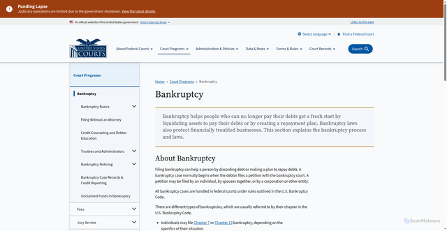 Security scan screenshot of https://www.uscourts.gov/court-programs/bankruptcy