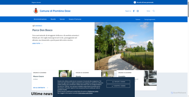 Security scan screenshot of https://www.comune.piombinodese.pd.it/