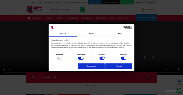 Security scan screenshot of https://www.nptcgroup.ac.uk/