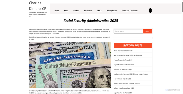 Security scan screenshot of https://charleskimurayp.pages.dev/fyql-social-security-administration-2025-oqurl/