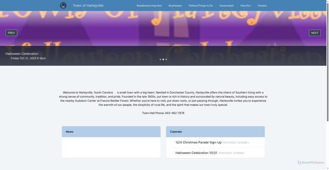 Security scan screenshot of https://harleyvillesc.gov/