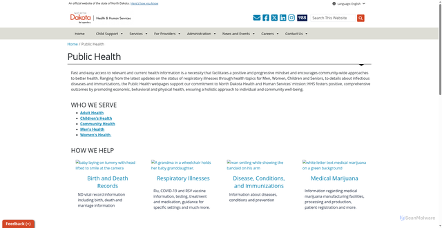 Security scan screenshot of https://www.hhs.nd.gov/health