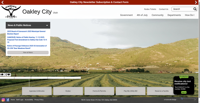 Security scan screenshot of https://www.oakleyut.gov/