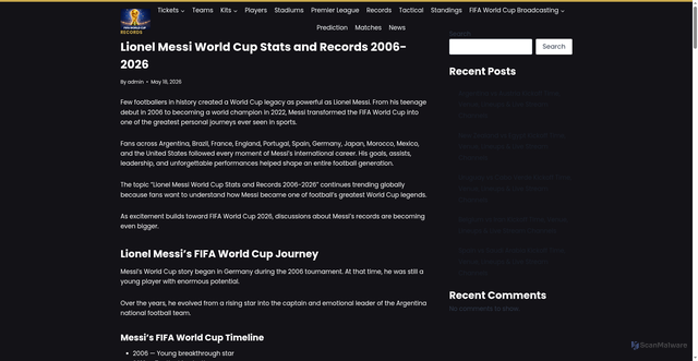 Security scan screenshot of https://club-fifaworldcup.com/messi-world-cup-records/