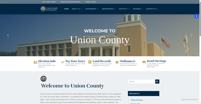 Security scan screenshot of https://unioncountyil.gov/