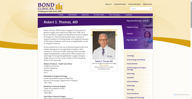 Security scan screenshot of https://www.bondclinic.com/robert-thomas/