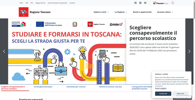 Security scan screenshot of https://regione.toscana.it