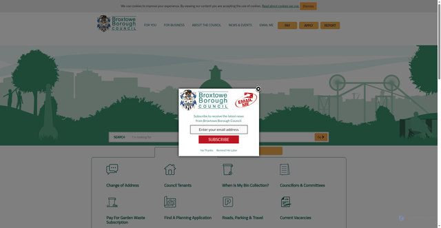 Security scan screenshot of http://www.broxtowe.gov.uk