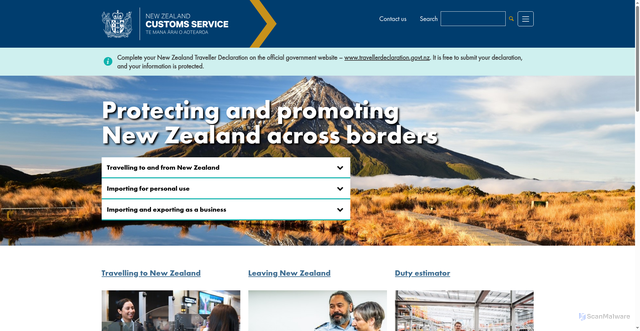 Security scan screenshot of https://www.customs.govt.nz/