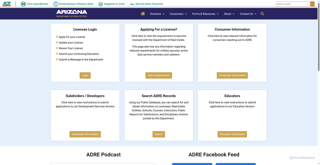 Security scan screenshot of https://azre.gov/