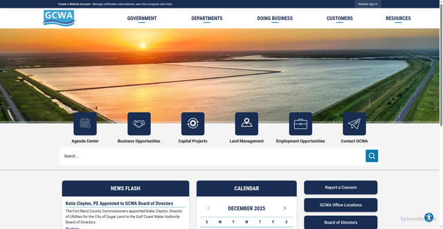 Security scan screenshot of https://www.gulfcoastwaterauthoritytx.gov/