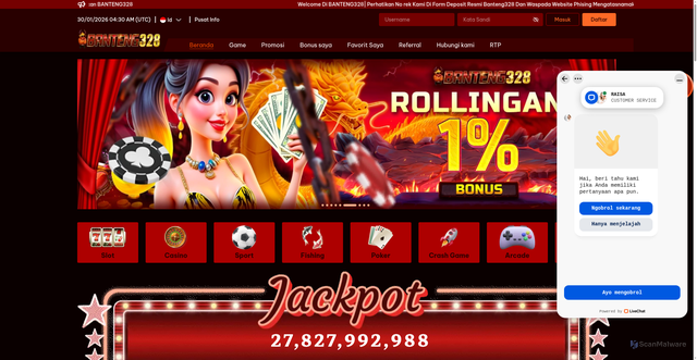 Security scan screenshot of http://banteng328pdip.live/
