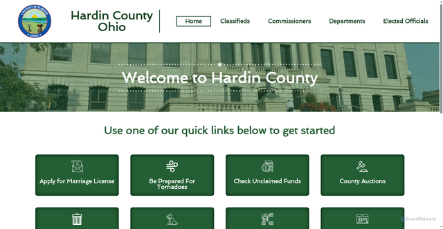 Security scan screenshot of https://hardincountyohio.gov/