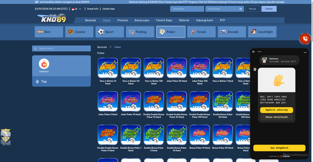 Security scan screenshot of https://kno89seven.com/games/poker