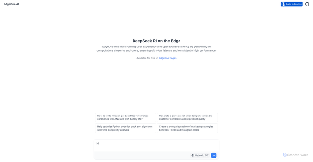 Security scan screenshot of https://deepseek-r1-edge-fi7cj7p8hq.edgeone.app/