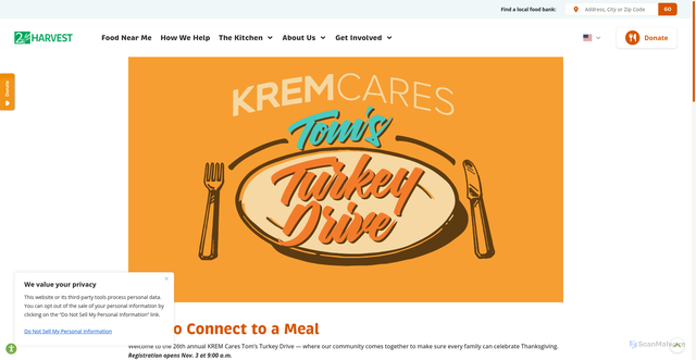 Security scan screenshot of https://2-harvest.org/toms-turkey-drive-sign-up/