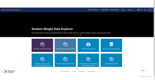 Security scan screenshot of https://health.data.ny.gov