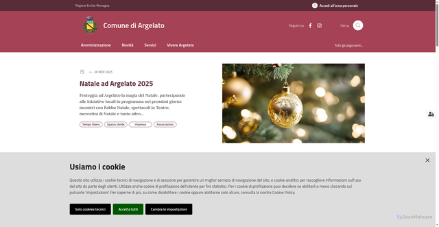 Security scan screenshot of https://www.comune.argelato.bo.it/