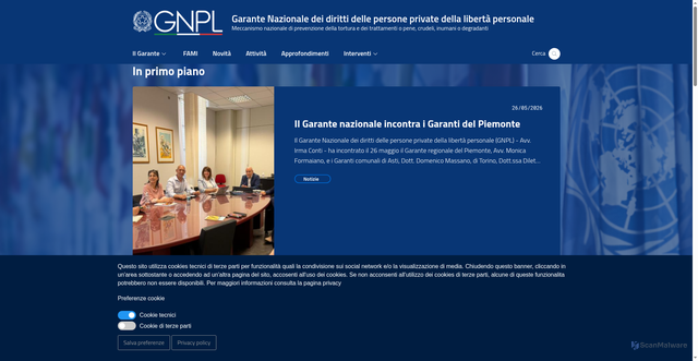Security scan screenshot of https://www.garantenazionaleprivatiliberta.it