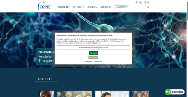 Security scan screenshot of https://www.dzne.de/