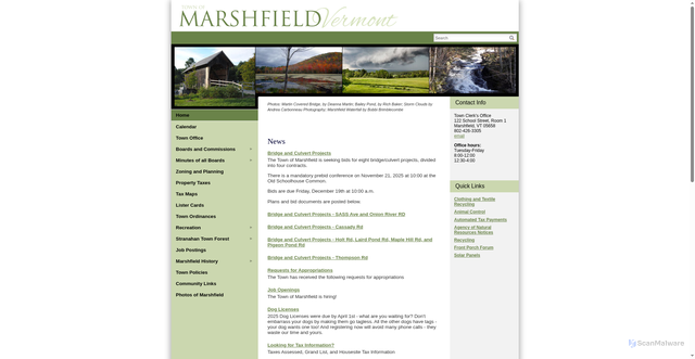 Security scan screenshot of https://marshfieldvt.gov/