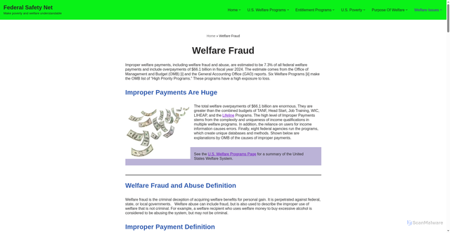 Security scan screenshot of https://federalsafetynet.com/welfare-fraud/