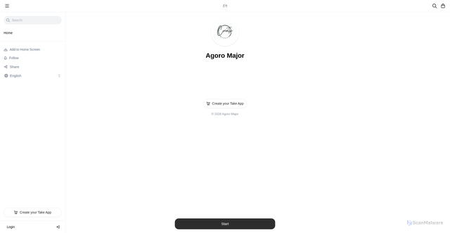 Security scan screenshot of https://agoromajor.link/