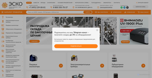 Security scan screenshot of https://www.eskomp.ru