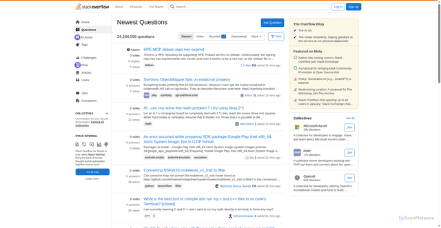 Security scan screenshot of https://stackoverflow.com