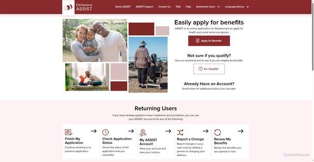 Security scan screenshot of https://assist.dhss.delaware.gov/