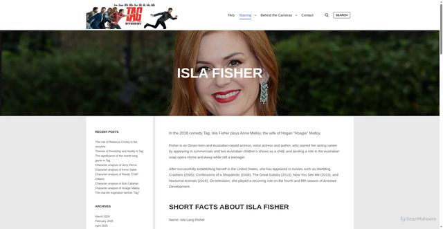 Security scan screenshot of http://www.tagmaster.net/isla-fisher/