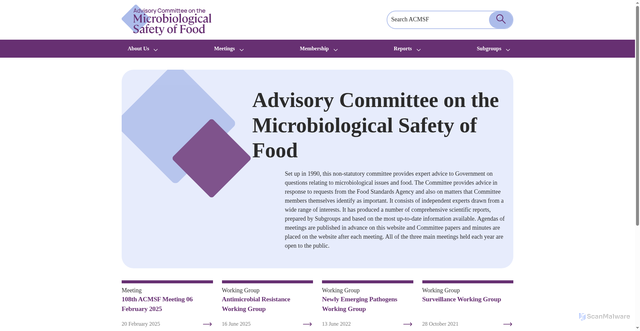 Security scan screenshot of https://acmsf.food.gov.uk/