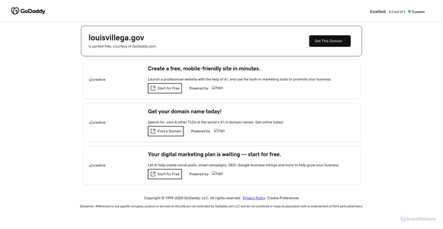Security scan screenshot of https://louisvillega.gov/