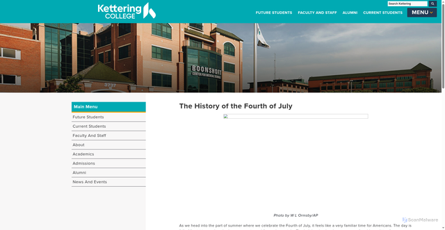 Security scan screenshot of https://kc.edu/the-history-of-the-fourth-of-july/