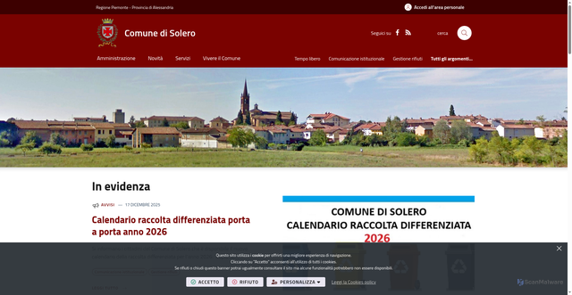 Security scan screenshot of https://www.comune.solero.al.it/it-it/home