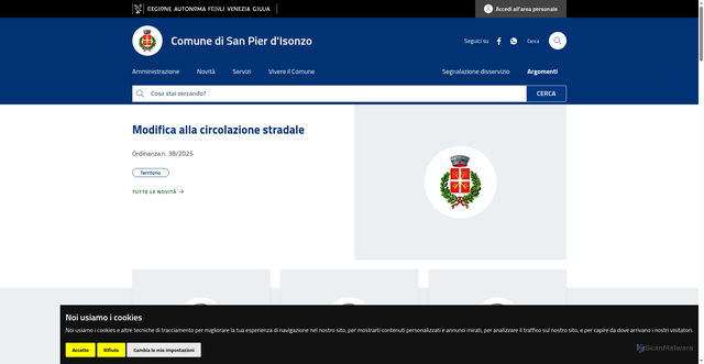 Security scan screenshot of https://www.comune.sanpierdisonzo.go.it/