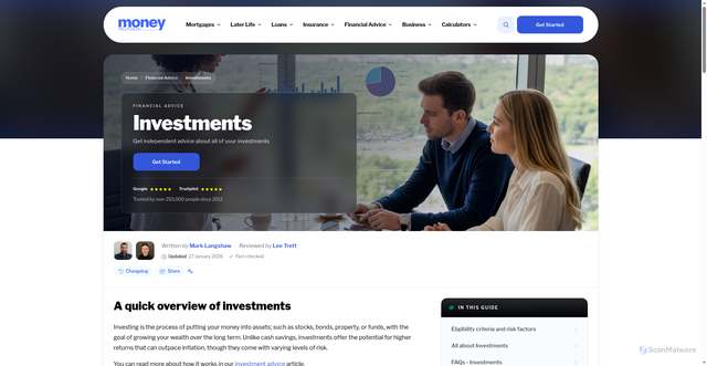 Security scan screenshot of https://www.moneyhelpdesk.com/financial-advice/investments/