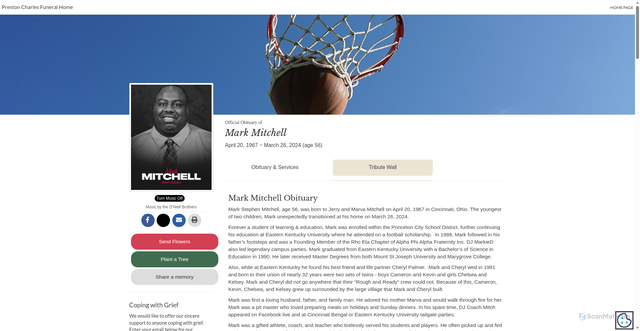 Security scan screenshot of https://www.prestoncharlesfuneralhome.com/obituary/Mark-Mitchell
