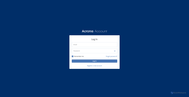 Security scan screenshot of https://account.acronis.com