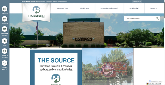 Security scan screenshot of https://harrisonohio.gov/