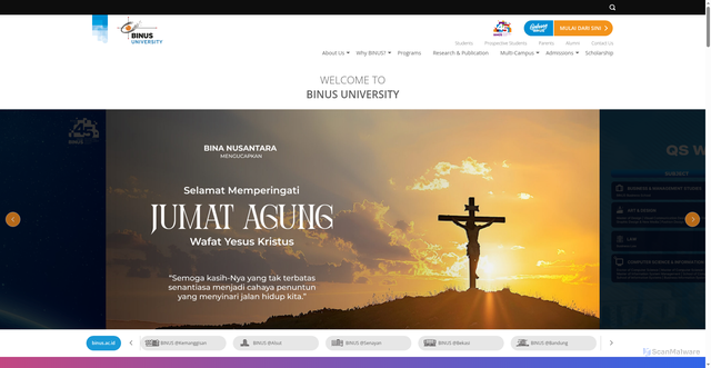 Security scan screenshot of https://binus.ac.id