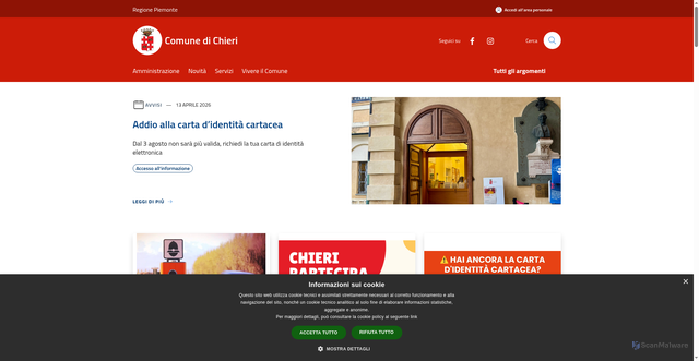 Security scan screenshot of https://www.comune.chieri.to.it