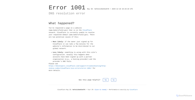 Security scan screenshot of http://www.bakersfield.gov/