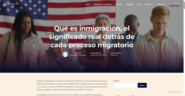 Security scan screenshot of https://abogadorodriguez.com/que-es-inmigracion-el-significado-real-detras-de-cada-proceso-migratorio/