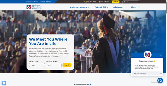 Security scan screenshot of https://umassglobal.edu