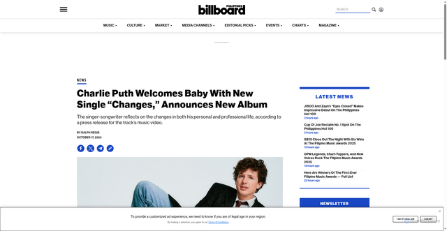 Security scan screenshot of https://billboardphilippines.com/music/news/charlie-puth-welcomes-baby-with-new-single-changes-announces-new-album/