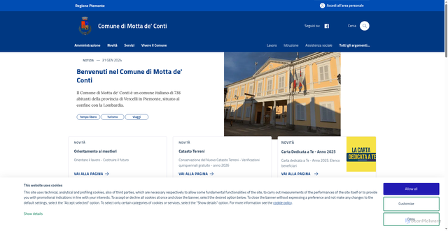 Security scan screenshot of https://www.comune.mottadeconti.vc.it/