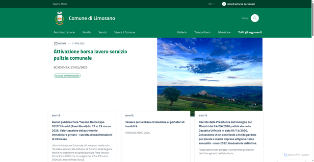 Security scan screenshot of https://comune.limosano.cb.it/