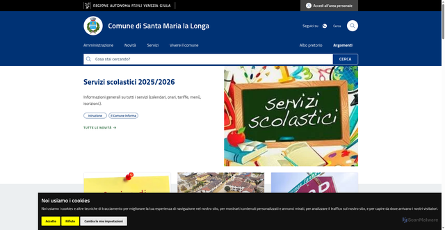 Security scan screenshot of https://www.comune.santamarialalonga.ud.it/